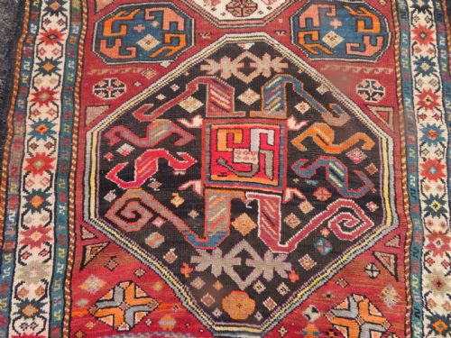 ANTIQUE CAUCASIAN KARABAGH CHONDORESK CHONDERESK RUG KELLEH CIRCA 1900 CLOUD BAND DESIGN 297CM X 125CM - ADDITIONAL PHOTO 3