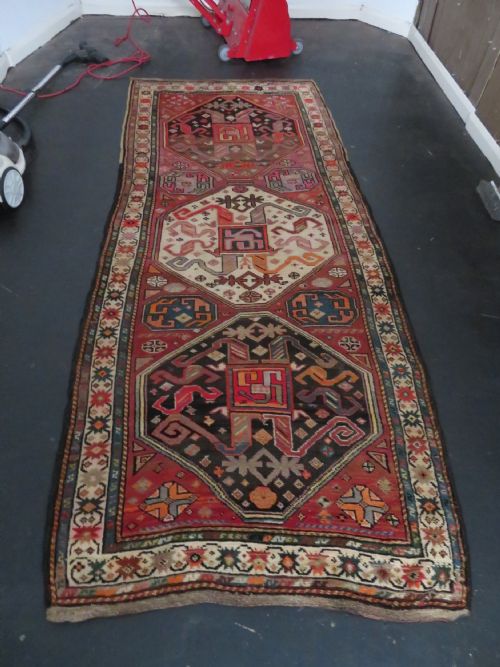 ANTIQUE CAUCASIAN KARABAGH CHONDORESK CHONDERESK RUG KELLEH CIRCA 1900 CLOUD BAND DESIGN 297CM X 125CM - ADDITIONAL PHOTO 21