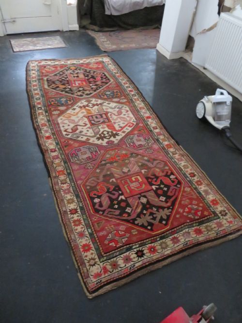ANTIQUE CAUCASIAN KARABAGH CHONDORESK CHONDERESK RUG KELLEH CIRCA 1900 CLOUD BAND DESIGN 297CM X 125CM - ADDITIONAL PHOTO 22