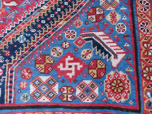 VERY FINE ANTIQUE QASHQAI KASHKULI TRIBAL RUG MID 19TH CENTURY 239CM X 130CM - ADDITIONAL PHOTO 14
