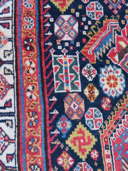 VERY FINE ANTIQUE QASHQAI KASHKULI TRIBAL RUG MID 19TH CENTURY 239CM X 130CM - ADDITIONAL PHOTO 16