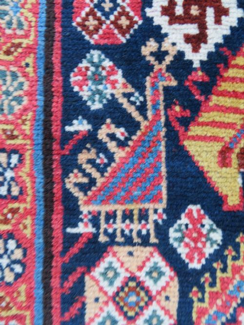 VERY FINE ANTIQUE QASHQAI KASHKULI TRIBAL RUG MID 19TH CENTURY 239CM X 130CM - ADDITIONAL PHOTO 17