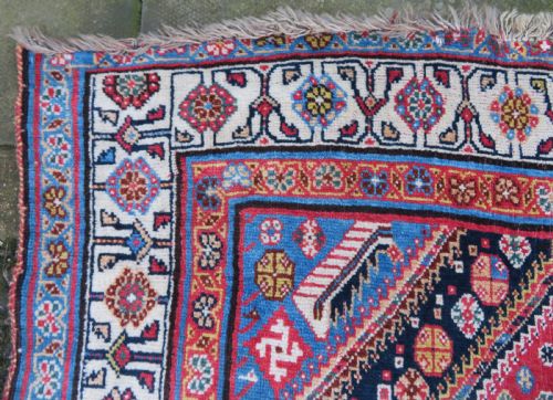 VERY FINE ANTIQUE QASHQAI KASHKULI TRIBAL RUG MID 19TH CENTURY 239CM X 130CM - ADDITIONAL PHOTO 21
