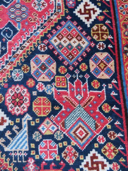 VERY FINE ANTIQUE QASHQAI KASHKULI TRIBAL RUG MID 19TH CENTURY 239CM X 130CM - ADDITIONAL PHOTO 9