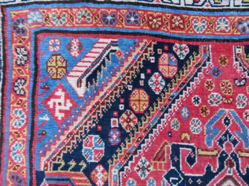 VERY FINE ANTIQUE QASHQAI KASHKULI TRIBAL RUG MID 19TH CENTURY 239CM X 130CM - ADDITIONAL PHOTO 10