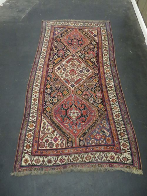 VERY FINE ANTIQUE QASHQAI KASHKULI TRIBAL RUG MID 19TH CENTURY 239CM X 130CM - ADDITIONAL PHOTO 27