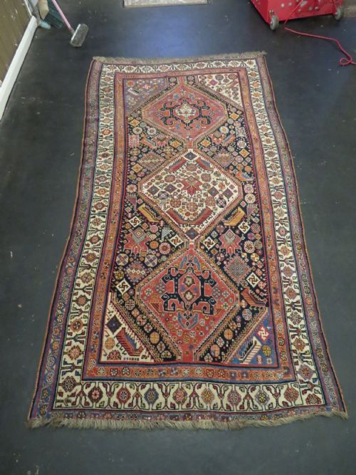 VERY FINE ANTIQUE QASHQAI KASHKULI TRIBAL RUG MID 19TH CENTURY 239CM X 130CM - ADDITIONAL PHOTO 28