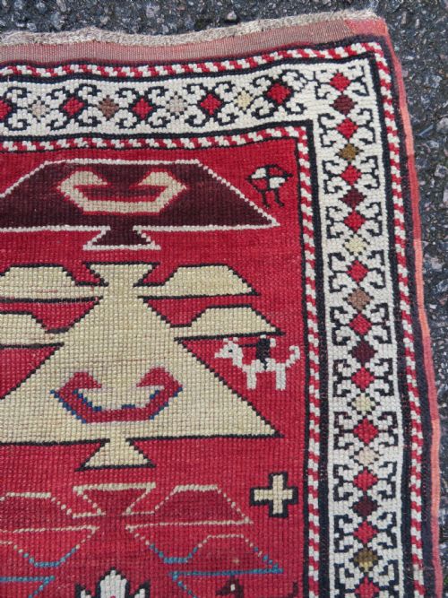 VERY UNUSUAL DESIGN ANTIQUE SOUTH CAUCASIAN KARABAGH RUG 193CM X 115CM - ADDITIONAL PHOTO 3