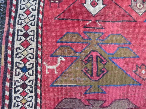 VERY UNUSUAL DESIGN ANTIQUE SOUTH CAUCASIAN KARABAGH RUG 193CM X 115CM - ADDITIONAL PHOTO 4