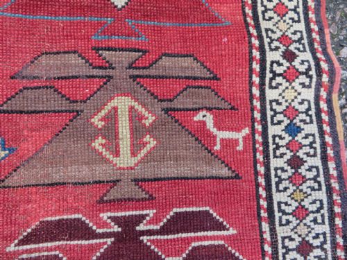 VERY UNUSUAL DESIGN ANTIQUE SOUTH CAUCASIAN KARABAGH RUG 193CM X 115CM - ADDITIONAL PHOTO 6