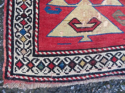 VERY UNUSUAL DESIGN ANTIQUE SOUTH CAUCASIAN KARABAGH RUG 193CM X 115CM - ADDITIONAL PHOTO 7