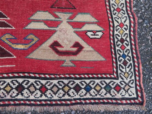 VERY UNUSUAL DESIGN ANTIQUE SOUTH CAUCASIAN KARABAGH RUG 193CM X 115CM - ADDITIONAL PHOTO 8