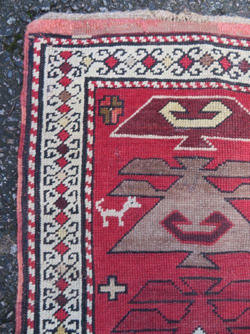 VERY UNUSUAL DESIGN ANTIQUE SOUTH CAUCASIAN KARABAGH RUG 193CM X 115CM - ADDITIONAL PHOTO 5