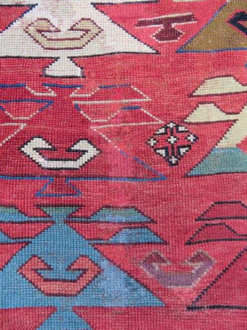 VERY UNUSUAL DESIGN ANTIQUE SOUTH CAUCASIAN KARABAGH RUG 193CM X 115CM - ADDITIONAL PHOTO 9