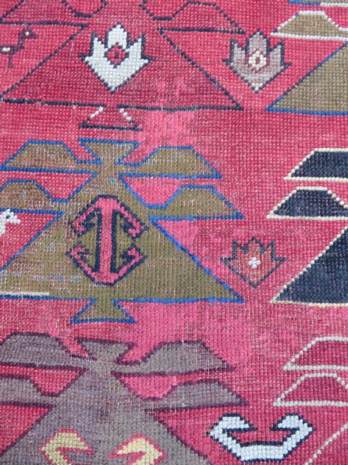 VERY UNUSUAL DESIGN ANTIQUE SOUTH CAUCASIAN KARABAGH RUG 193CM X 115CM - ADDITIONAL PHOTO 11