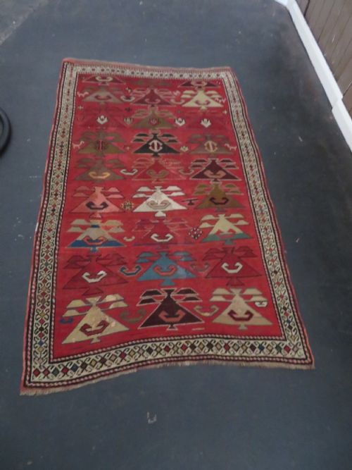 VERY UNUSUAL DESIGN ANTIQUE SOUTH CAUCASIAN KARABAGH RUG 193CM X 115CM - ADDITIONAL PHOTO 24