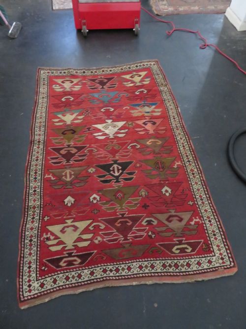 VERY UNUSUAL DESIGN ANTIQUE SOUTH CAUCASIAN KARABAGH RUG 193CM X 115CM - ADDITIONAL PHOTO 25