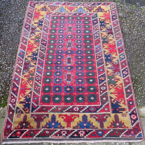 fig 1. Antique Turkish Antalya ( Dosemealti) Village Rug. With A Scarce Pea Green Border.190cm X 128cm.