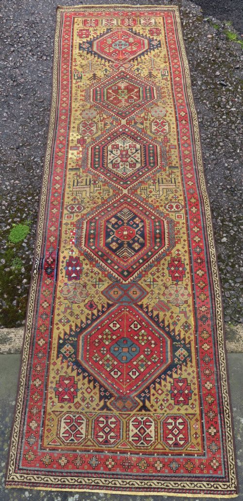 fig 1. Antique Caucasian Shirvan Narrow Runner. 240cm x 72cm.