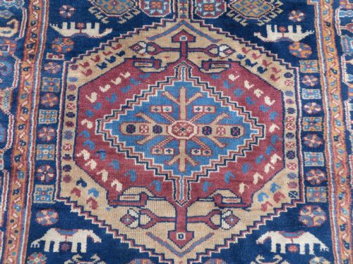ANTIQUE BLUE GROUND TURKISH KURDISH TRIBAL RUG EASTERN ANATOLIA 217CM X 122CM - ADDITIONAL PHOTO 2