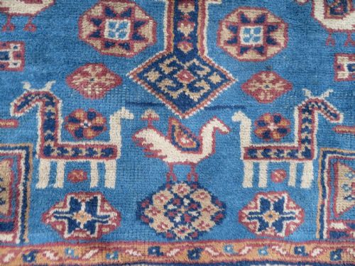 ANTIQUE BLUE GROUND TURKISH KURDISH TRIBAL RUG EASTERN ANATOLIA 217CM X 122CM - ADDITIONAL PHOTO 3