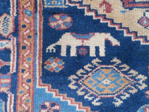 ANTIQUE BLUE GROUND TURKISH KURDISH TRIBAL RUG EASTERN ANATOLIA 217CM X 122CM - ADDITIONAL PHOTO 5