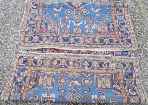 ANTIQUE BLUE GROUND TURKISH KURDISH TRIBAL RUG EASTERN ANATOLIA 217CM X 122CM - ADDITIONAL PHOTO 10