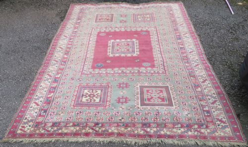 ANTIQUE TURKISH BERGAMA VILLAGE CARPET HOLBEIN DESIGN 305CM X 231CM - ADDITIONAL PHOTO 1