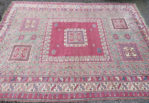 ANTIQUE TURKISH BERGAMA VILLAGE CARPET HOLBEIN DESIGN 305CM X 231CM - ADDITIONAL PHOTO 2