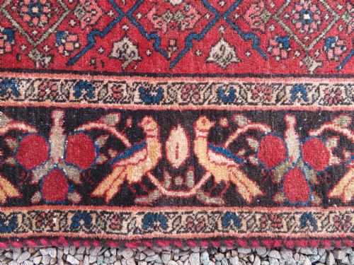 AN UNUSUAL ANTIQUE FEREGHAN SAROUK POMEGRANATE RUG BIRDS POMEGRANATES 216CM X 124CM - ADDITIONAL PHOTO 5