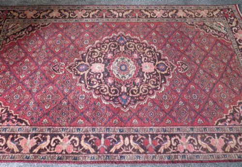 AN UNUSUAL ANTIQUE FEREGHAN SAROUK POMEGRANATE RUG BIRDS POMEGRANATES 216CM X 124CM - ADDITIONAL PHOTO 12