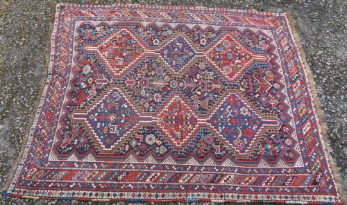 ANTIQUE KHAMSEH RUG ARABJABBAREH TRIBE SOUTH WEST PERSIA 186CM X 150CM - ADDITIONAL PHOTO 1