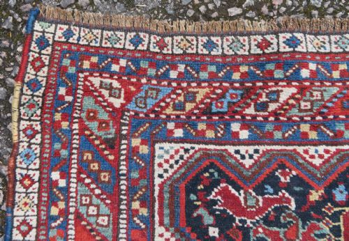 ANTIQUE KHAMSEH RUG ARABJABBAREH TRIBE SOUTH WEST PERSIA 186CM X 150CM - ADDITIONAL PHOTO 6