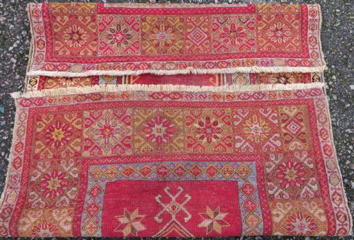 ANTIQUE TURKISH MUDJUR MUJUR PRAYER RUG MID 19TH CENTURY - ADDITIONAL PHOTO 8