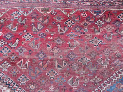 UNIQUE RARE ANTIQUE KHAMSEH TRIBAL KHAN CARPET KELLEH 145CM X 346CM - ADDITIONAL PHOTO 10