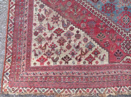 RARE ANTIQUE KHAMSEH TRIBAL KHAN AUDIENCE CARPET VERY LARGE SIZE 453CM X 178CM - ADDITIONAL PHOTO 9