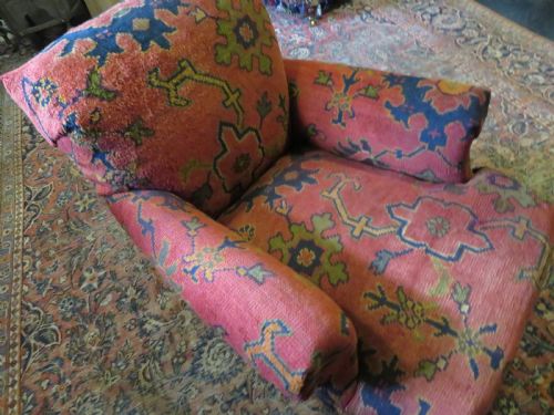 HOWARD AND SONS USHAK TURKEY CARPET CLUB ARMCHAIR - ADDITIONAL PHOTO 4