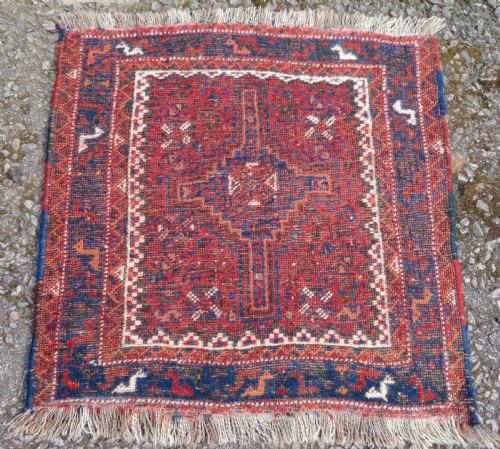 LARGE ANTIQUE KHAMSEH QASHQAI LURI BAG FACE RUG - ADDITIONAL PHOTO 5