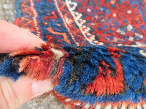 LARGE ANTIQUE KHAMSEH QASHQAI LURI BAG FACE RUG - ADDITIONAL PHOTO 6