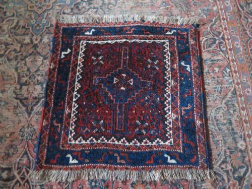 LARGE ANTIQUE KHAMSEH QASHQAI LURI BAG FACE RUG - ADDITIONAL PHOTO 9