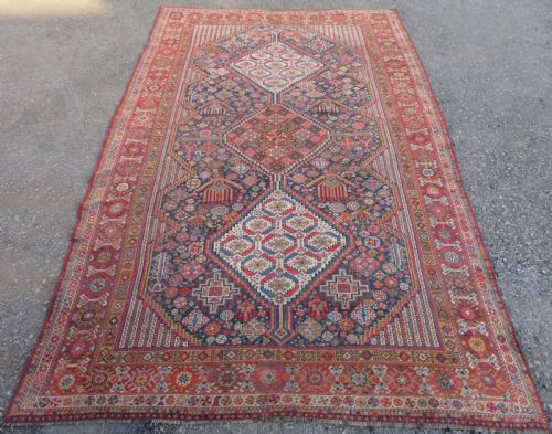 EARLY ANTIQUE KHAMSEH TRIBAL CARPET ARABJABBAREH TRIBE SHEKARLU BORDER 305CM X 183CM - ADDITIONAL PHOTO 1