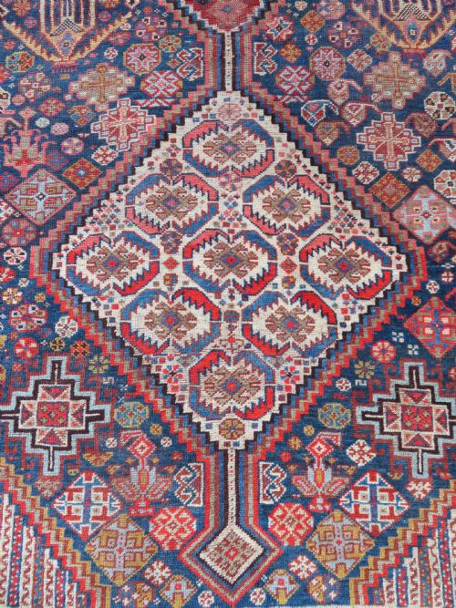 EARLY ANTIQUE KHAMSEH TRIBAL CARPET ARABJABBAREH TRIBE SHEKARLU BORDER 305CM X 183CM - ADDITIONAL PHOTO 3