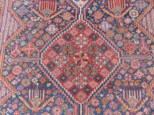 EARLY ANTIQUE KHAMSEH TRIBAL CARPET ARABJABBAREH TRIBE SHEKARLU BORDER 305CM X 183CM - ADDITIONAL PHOTO 4