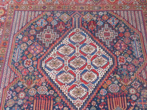 EARLY ANTIQUE KHAMSEH TRIBAL CARPET ARABJABBAREH TRIBE SHEKARLU BORDER 305CM X 183CM - ADDITIONAL PHOTO 5
