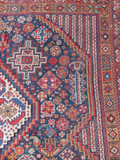 EARLY ANTIQUE KHAMSEH TRIBAL CARPET ARABJABBAREH TRIBE SHEKARLU BORDER 305CM X 183CM - ADDITIONAL PHOTO 6