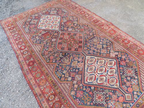 EARLY ANTIQUE KHAMSEH TRIBAL CARPET ARABJABBAREH TRIBE SHEKARLU BORDER 305CM X 183CM - ADDITIONAL PHOTO 16