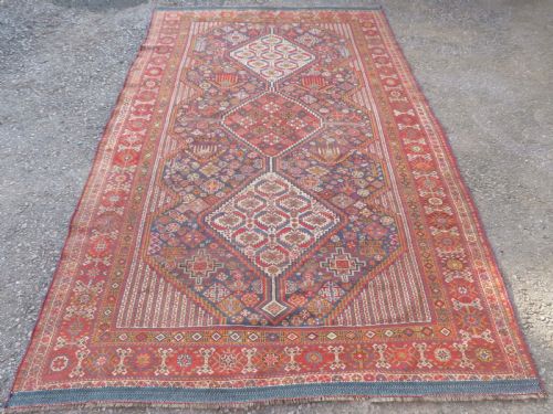 EARLY ANTIQUE KHAMSEH TRIBAL CARPET ARABJABBAREH TRIBE SHEKARLU BORDER 305CM X 183CM - ADDITIONAL PHOTO 17