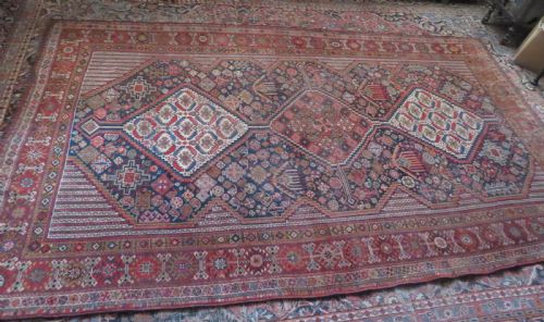 EARLY ANTIQUE KHAMSEH TRIBAL CARPET ARABJABBAREH TRIBE SHEKARLU BORDER 305CM X 183CM - ADDITIONAL PHOTO 22