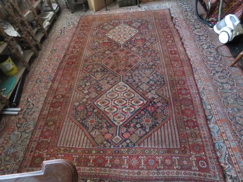 EARLY ANTIQUE KHAMSEH TRIBAL CARPET ARABJABBAREH TRIBE SHEKARLU BORDER 305CM X 183CM - ADDITIONAL PHOTO 23