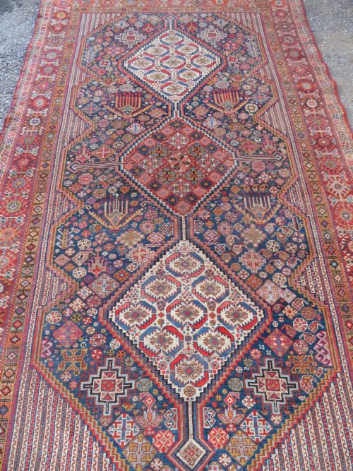 EARLY ANTIQUE KHAMSEH TRIBAL CARPET ARABJABBAREH TRIBE SHEKARLU BORDER 305CM X 183CM - ADDITIONAL PHOTO 2